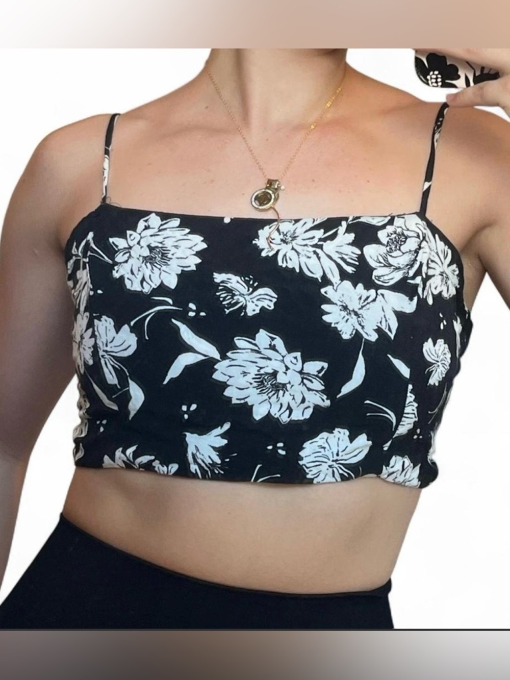 Free People floral tie crop top
